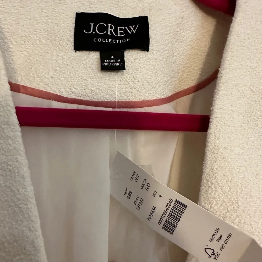 NWT J. Crew‎ Collection Alfie Collarless Blazer Boucle size 4 BP592
